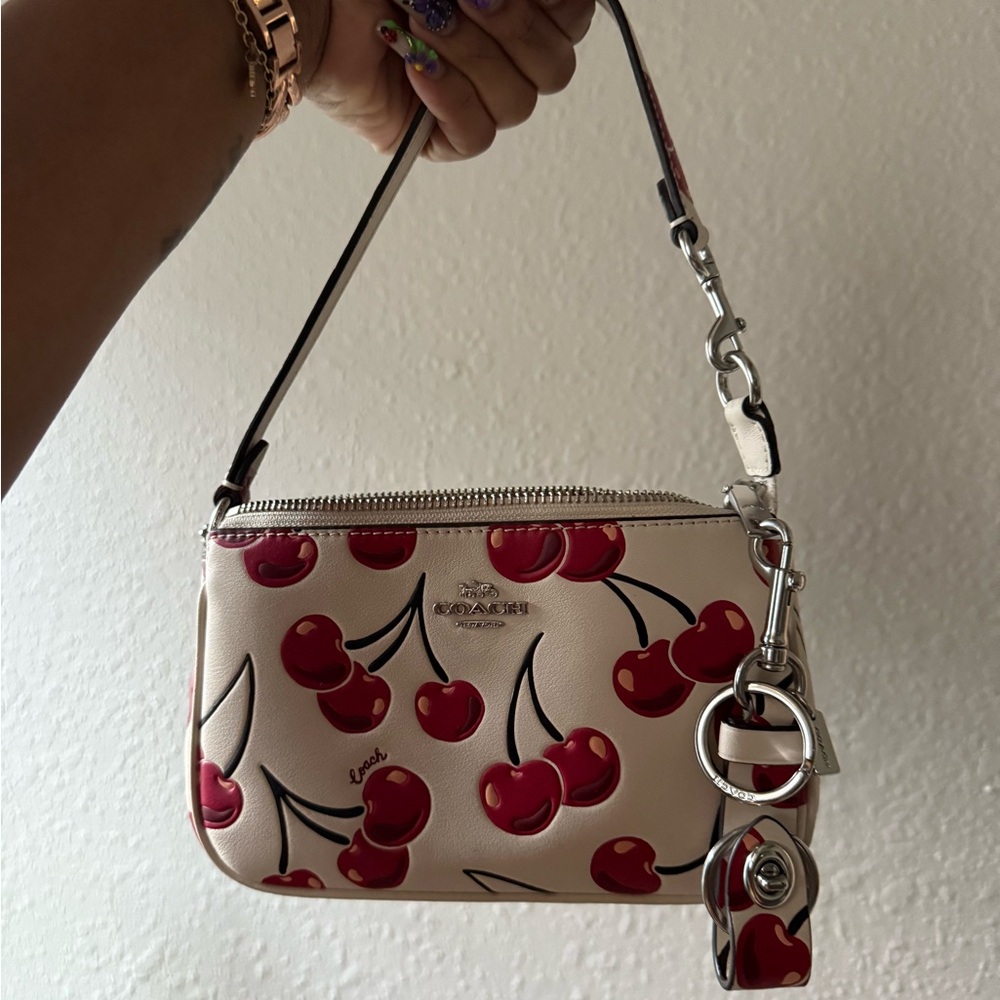 NEW + TAGS Nolita 19 w/ Cherry Print + Trigger Snap Bag Charm